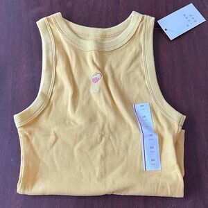 Yellow Embroidered Tank Top